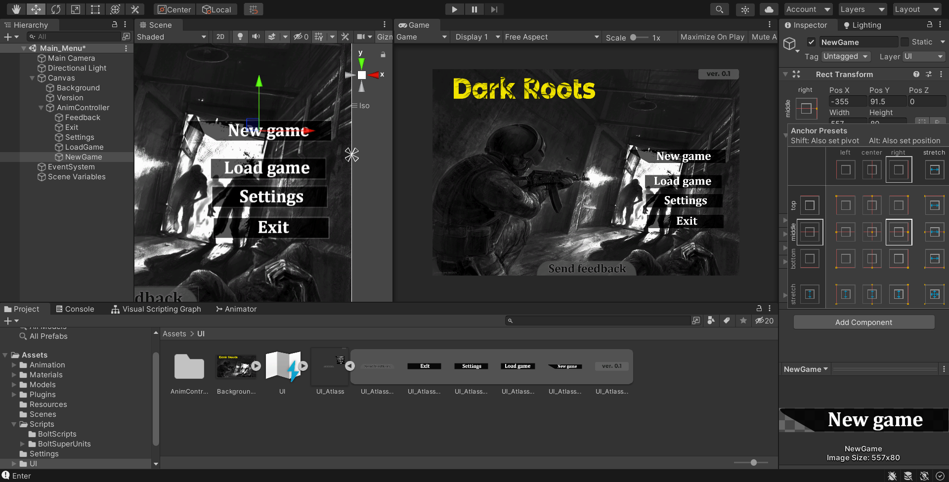 Unity Menu Snapping